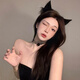 WEISHINI cat ears headband, cute plush hair accessories, Halloween dress up hairpin, Christmas animal ear hairpin, lolita black and white cat girl hairband A24-107