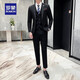 Luo Meng Men's Suit Suit 2025 Autumn and Winter New Wedding Dress Fashion Business Professional Suit Three-piece Set for Men One Button Black L