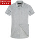 Fushen Shirt à manches à manches à manchettes masculines Green clair Green d'âge moyen Plaid décontracté Coton neuf et linge d'âge moyen en lin FMC41415-727 39