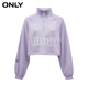 
ONLY autumn and winter fashion casual embroidery contrasting color short long sleeve round neck sweatshirt for women 12349S027 C38 Wisteria color M 165/84A