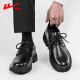 Pull-back leather shoes for men, business British style derby shoes, formal black casual shoes, lace-up soft soles, versatile men's shoes for grooms