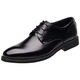 Funino Business Zapatos de cuero formal para hombres Estilo coreano Jóvenes versátiles informales de cordones británicos Británicos zapatos de boda tendencia clásica de suela negra actualizada 40