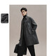 PEACEBIRD Men's Woolen Coat Mid-Length Men's Winter Loose Coat Casual Texture Commuting Black Gray L