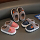 Candy astringent adult and child parent-child home winter warm cotton shoes PU leather waterproof non-slip soft bottom cotton slippers for men and women 1688 leather slippers - blue 34-35 yards inner length 21cm