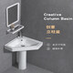 Triangular basin wash basin small apartment bathroom corner pedestal basin mini corner pedestal wash basin household C style pedestal basin + hot and cold complete set + mirror 38X38