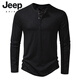 JEEP SPIRIT American retro heavyweight long-sleeved bottoming shirt autumn long-sleeved Henry shirt men's fitness tough guy army green T-shirt long sleeve khaki M