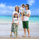 Buenpu parent-child clothing for a family of three, summer short-sleeved suit, beach clothing, family clothing, beach vacation, Internet celebrity family clothing, white 90 boys