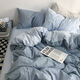 Quilt cover three-piece set 180*200 quilt cover sheet two-piece set solid color bedding simple double quilt moonlight blue 1.5m four-piece set quilt cover 1.5*2.0m