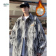 
RLZN Fatty Large Size Tie Dye Small Flavor Jacket Men's Spring and Autumn Plus Large Size Fashionable Brand Loose and Slim Lapel Student Jacket J683J Plus Fleece Black 3XL180-200Jin[Jin equals 0.5 kg]