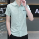 YIBAOLANG new short-sleeved shirt men's trend Korean slim casual shirt without scalding and anti-wrinkle summer half-sleeved summer thin style 854 light green L (105-120Jin [Jin equals 0.5 kg])