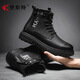 ZANSTE LUMBRE LUXE STYLE BRITANNIQUE BOOTS BOOTS MENS'S Cuir Chaussures Automne et hiver Nouvelle couche pour hommes Cowhide American Domineering Boots Boots Chaussures masculines noir 41