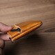 JLFGPJ Retro Leder Mini -Münzbrieftasche für Männer und Frauen Feste Farbe Kuhlattenen Reißverschleiß kleiner Kartenbeutel Schlüsselbeutel Einfacher Münzbeutel Brown gelb