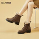 Daphne (DAPHNE) Martin boots women's 2024 new winter velvet thickened cotton shoes fur integrated snow boots mother women's shoes non-slip 4622608016 brown velvet 35