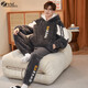 Zi Yanmeng pajamas men's autumn and winter coral velvet thickened plus velvet teenagers can wear warm home clothes men's casual suit 829# button L (170cm) 100-130Jin[Jin equals 0.5 kg]