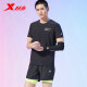 Xtep sports suit men's short-sleeved shorts two-piece spring and summer knitted breathable quick-drying running suit 880229950067 black L