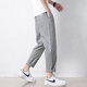 
Jewish casual pants for men in summer new loose ice silk straight sport nine-point pants for men conical Korean style trendy trousers 9904 cement grey 3XL