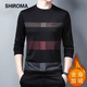 Camiseta de manga larga de otoño e invernal de Shiroma para hombres con camisa de base superior de otoño de otoño impresa para hombres con un terciopelo W691 W691 Black-Flee Style XL 175 Tamaño recomendado 135-150Jin [Jin equivale a 0.5 kg]