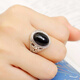Sanskrit natural black agate gemstone ring for men and women 925 silver couple ring open ring personalized simple fashion jewelry black agate ring for men and women 925 silver