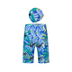 AIMER KIDS summer new product professional swimsuit material chlorine-resistant sunscreen children's swimsuit boys' swimming trunks three-quarter pants dinosaur adventure print blue background jungle full print 100