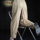 Zimu Cotton und Leinen 2025 Frühlings- und Sommerkleidung für Frauen, losen Harem Bloomers, schlanke hohe Taille, vielseitige Karottenhose 6636 Khaki L (Empfohlen 115-125 Jin [Jin gleich 0,5 kg]))