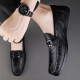 Clohoo Doudou Chaussures Spring and Automne Geatic Cuir Business Casual Cuir Chaussures Men Soft Sole Sole British British non glip Pendal Pédale Black 40 [Taille de la chaussure en cuir]