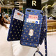 Afapu Trendy Brand Tarn-In Coin Willet Integrated Oppo Mobile Telephone Case de teléfonos móviles Trendy Star Internet Celebridades Creative Hearing Bag Women Leather Hard Pack Full Shell Coin Wallet-Blue Blue Star + Crossbody Lanyard Oppo Reno3/K7