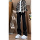 Männliche figure schwarze Seite Reißverschluss Jeans Herbst und Winter Casual Hosen Herren-amerikanische Hauptstraße Nippe No-Beine leicht ausgestellte Hosen Y9216 Schwarzer regulärer XL