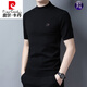 Pierre Cardin short-sleeved sweater for men 2023 new half turtleneck Korean version slim half-sleeved sweater autumn and winter half-sleeved wool T-shirt black little old man L 120-140Jin Jin equals 0.5 kg