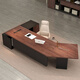 Oscarden Juzi Solid Wood Boss Desk with Side Cabinet Socket Black Walnut President Desk Law Firm Office Tea Table Integrated Style-Color-Size Customized Photoshoot