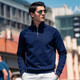 Mr. Bu Zipper Halbhochhöhe Nackenwinddichte Pullover Feder und Herbst Einfacher Druck verdickter Langarm T-Shirt YS12163 Deep Sea Blue M (170)