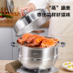 Made in Tokyo, 304 stainless steel steamer with two layers and double bottom, 30CM, enlarged inner diameter, dual-use silicone anti-scalding handle for cooking