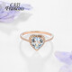 CAJJ Francois 1 carat aquamarine heart-shaped ring for women, natural colored gemstone jewelry, 18k gold inlaid with gemstones, couple proposal, size 14