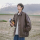 7 excellent jackets for men in autumn Hong Kong style retro pu leather trendy loose casual leather jacket lapel solid color versatile top CLB-JK911 brown XL