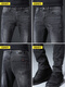 cerejeira luxury men's clothing international first-line brand winter plus velvet jeans men Korean style slim elastic casual pants men 1048 black 36