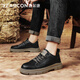 Yierkang Herrenschuhe trendy britische Freizeitschuhe Herrendicke Arbeit Lederschuhe Martin Schuhe E53304441 Khaki 42