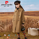 Pierre Cardin Girls' Woolen Coat with Cotton Children's Woolen Coat Mid-Length Autumn and Winter New Style for Big Children Western Girls Prep Style Milk Tea Color 120cm