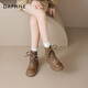 Daphne Martin Stiefel für Frauen 2025 Sommer -Single -Stiefel Britische Stil Dicker Sohle erhöhte Arbeitstiefel Western große gelbe Stiefel Trend D644087 Brown 35