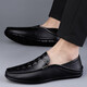 Fugui Bird Summer Boneie Real Cuir Lazy Lazy Casual En cuir chaussures Soft Soft Hrepidable One-cicked Driving Daddy Shoes Yulin FG9898 Black 37