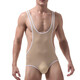 Men's underwear sexy jumpsuit ultra-thin translucent ice silk fitness wrestling shapewear fat bear plus size plus size white XL