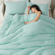 HaiLan Home (HLA) quilt spring and autumn quilt core Class A antibacterial super soft soy fiber air conditioner Door household single and double summer cool quilt [Class A super soft antibacterial] Cyan-white edge 200*230cm/about 8 Jin [Jin equals 0.5 kg]