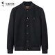 Tanzen mit dem Wolf [52% Wolle] Modebaseball Uniform Wollmantel Herrenjacke 001 schwarz 185