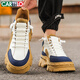 CARTELO men's shoes summer 2025 hot versatile casual shoes for men's high top thick sole height-enhancing work shoes white khaki 42