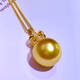 Buhesyt South Sea gold bead pendant Philippine color oyster pearl necklace 13-14mm thick gold 18K gold inlaid 14-14mm