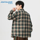 JEANSWEST long-sleeved shirt men's 2025 autumn young and middle-aged men's plaid loose versatile plaid shirt green XL