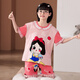 Manido Summer Children's Kulomi Pajamas Thin Cartoon Set Little Girl Pure Cotton Short Sleeve Girls Home Cotton M6636 Women [Double Short] 140cm 16 size recommended 135-145cm
