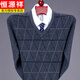 Hengyuanxiang Hühnchen Herzkragen Pullover Männer mittleren Alters und ältere Plaid-Diamant V-Ausschnitt Strickjacke mit großer Größe Lose Daddy Anzug Herrenkleidung Grau 6629 XL 180/92A155-170jin [Jin gleich 0,5 kg]