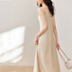 Shangdubila summer temperament V-neck commuting suspender dress with high-end shiny sexy pure and pure skirt Champagne color L