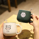 Mu Ding Ding Couple Mug Single Ceramic Coffee Milk Water Cup with Spoon Tea Capacity High-Looking Water Cup Women's White Inside and Green Outside - Green Boy with Spoon 1 piece 350ml