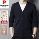 Pierre Cardin autumn and winter high-end wool sweater men's 100 pure wool cardigan middle-aged and elderly V-neck sweater knitted cardigan jacket men thick deep camel ZYR1766 170/L recommended 115-130Jin Jin equals 0.5 kg
