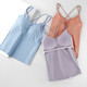 Pajama de sospecho de Fenten para mujeres en verano, delgada sensación de fresco de seda de hielo, se puede usar en el exterior, almohadilla de cofre con cuello V integrada para ropa para el hogar 724 lilas púrpura [correa de hombro]